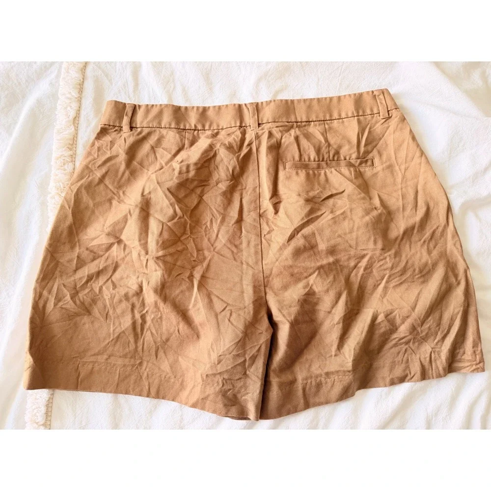 Old Navy Womens Extra‎ High Rise Pleated Shorts Camel Brown Size L Large